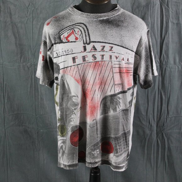 Vintage GRaphic T-shirt - Saxaphone Player Big Graphic - Men's XL - Picture 1 of 9